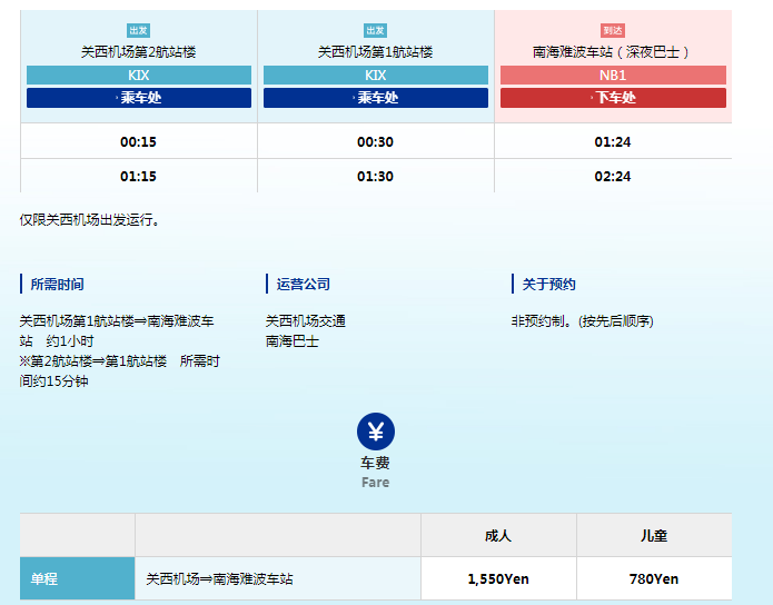 请问关西机场晚上23点以后还有没有去大阪市