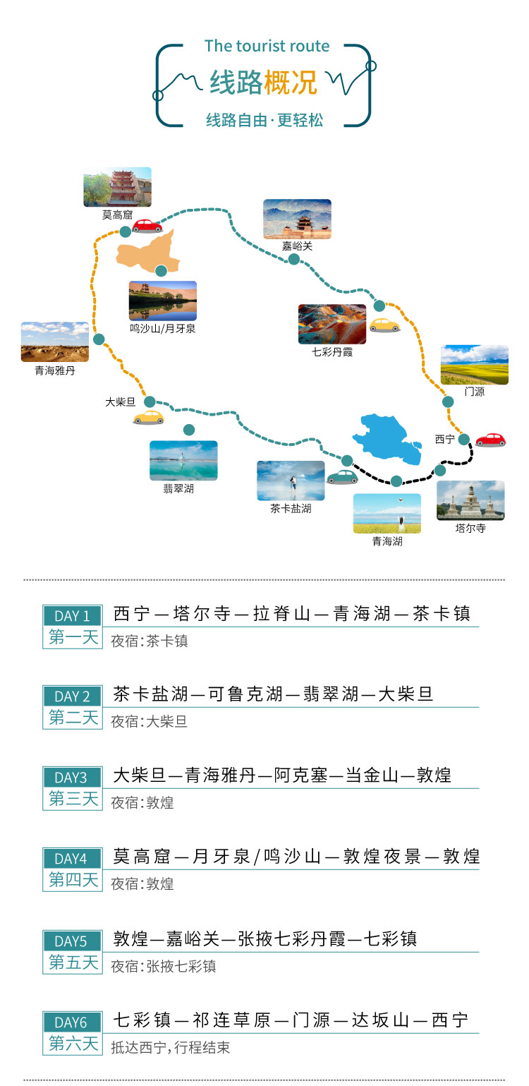 青甘大环线 青海湖 茶卡盐湖 人文敦煌 七彩张掖6天5晚玩转大西北