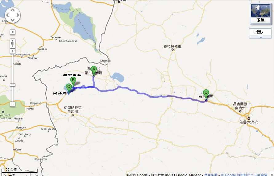 d7博乐-赛里木湖-石河子(575公里)