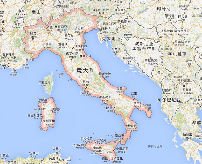 意大利与克罗地亚,塞尔维亚等前南国家分据于亚德里亚海两侧