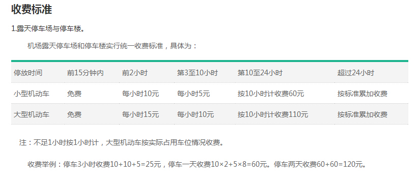 广州白云机场小轿车三天停车费多少钱?