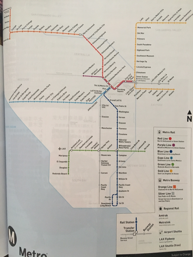 以下是 洛杉矶 地铁图.