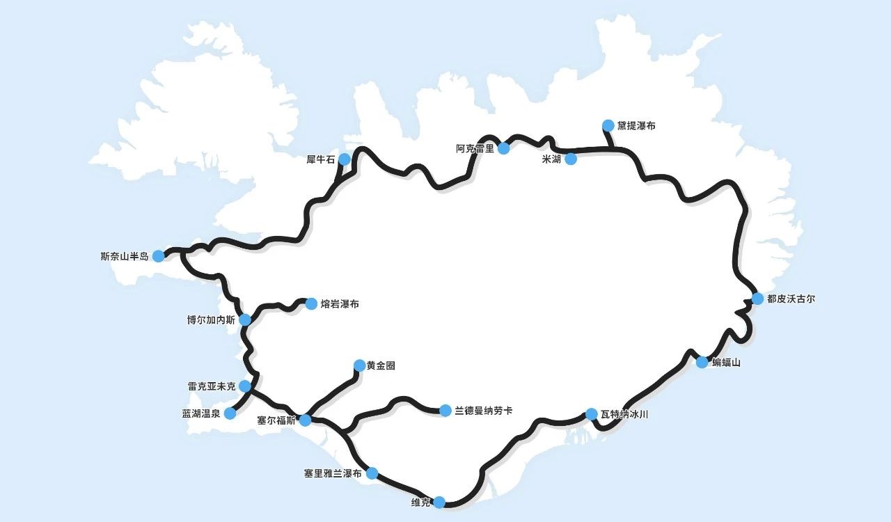 冰岛景点路线图图片